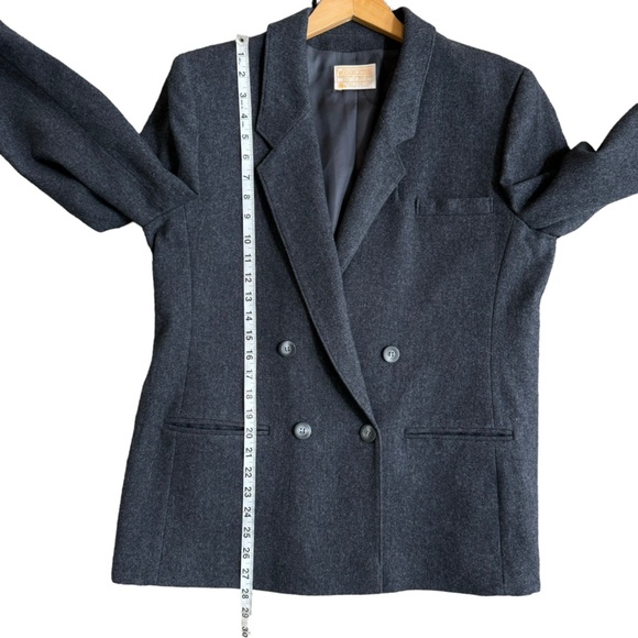 Pendleton Womens Vintage Wool Dark Grey Double-Brest Blazer Size 14 - Picture 10 of 14